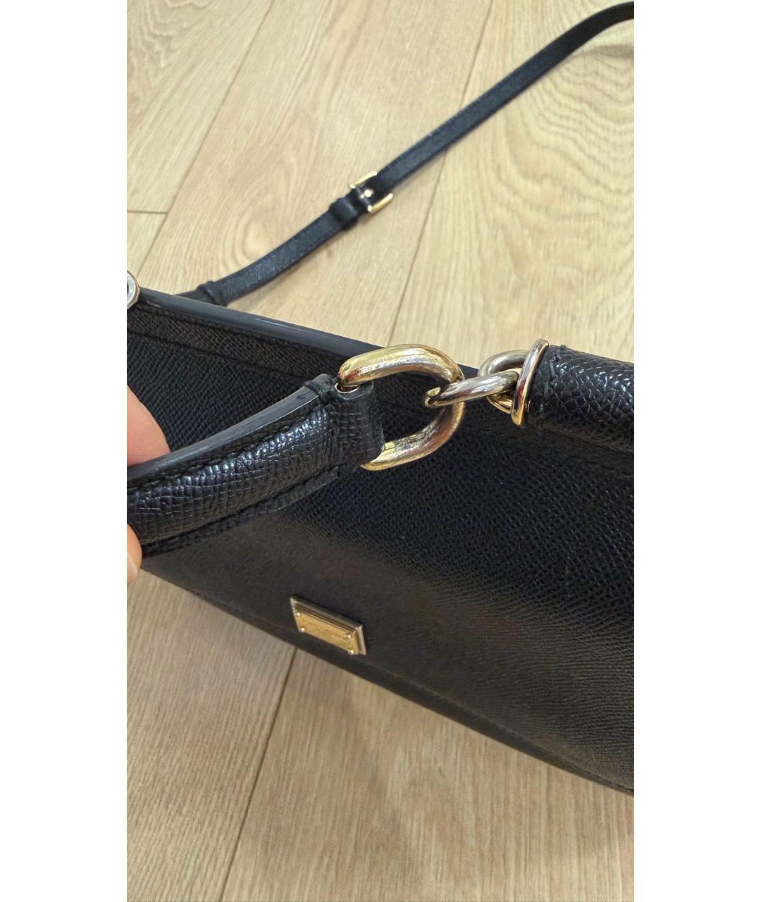 DOLCE&GABBANA Черная кожаная сумка с короткими ручками, фото 7