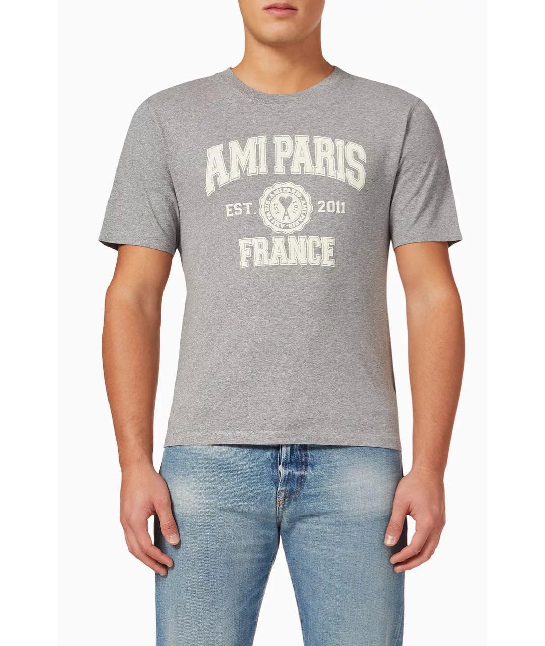 Ami Paris Серая хлопковая футболка, фото 2