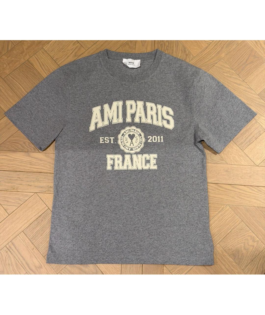 Ami Paris Серая хлопковая футболка, фото 3