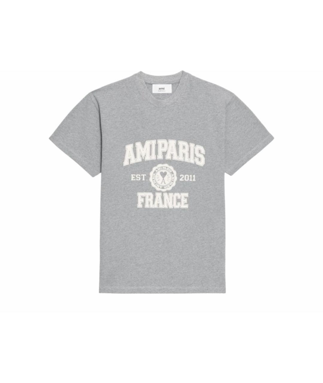 Ami Paris Серая хлопковая футболка, фото 9