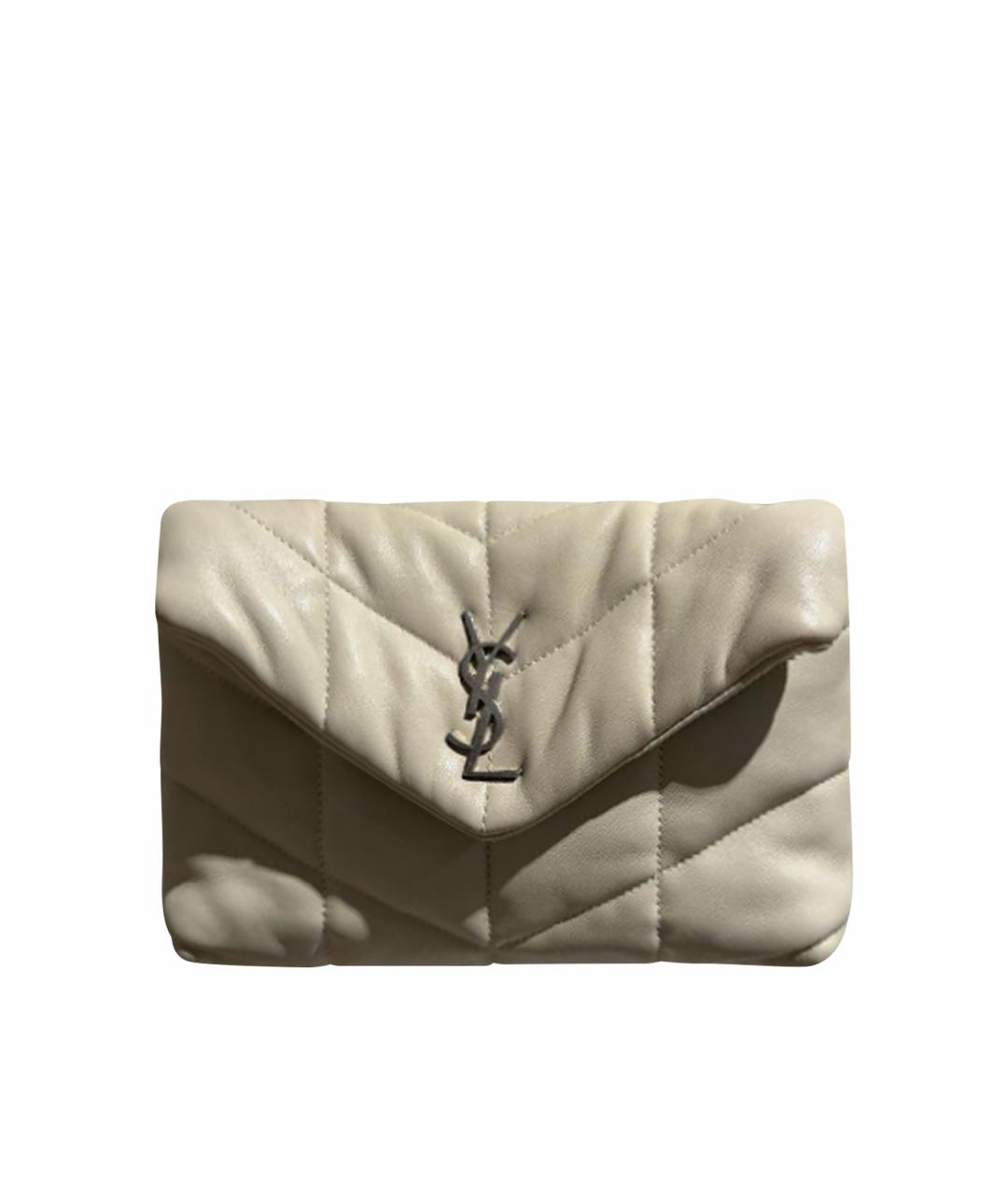 SAINT LAURENT Бежевая кожаная сумка через плечо, фото 1