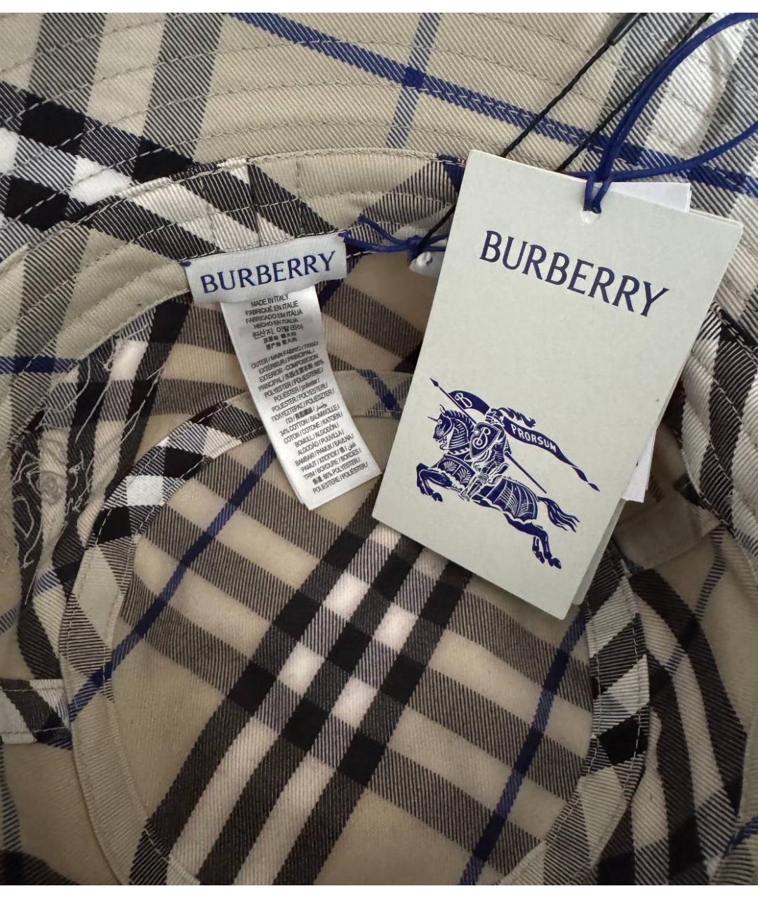 BURBERRY Бежевая хлопковая шапка, фото 3