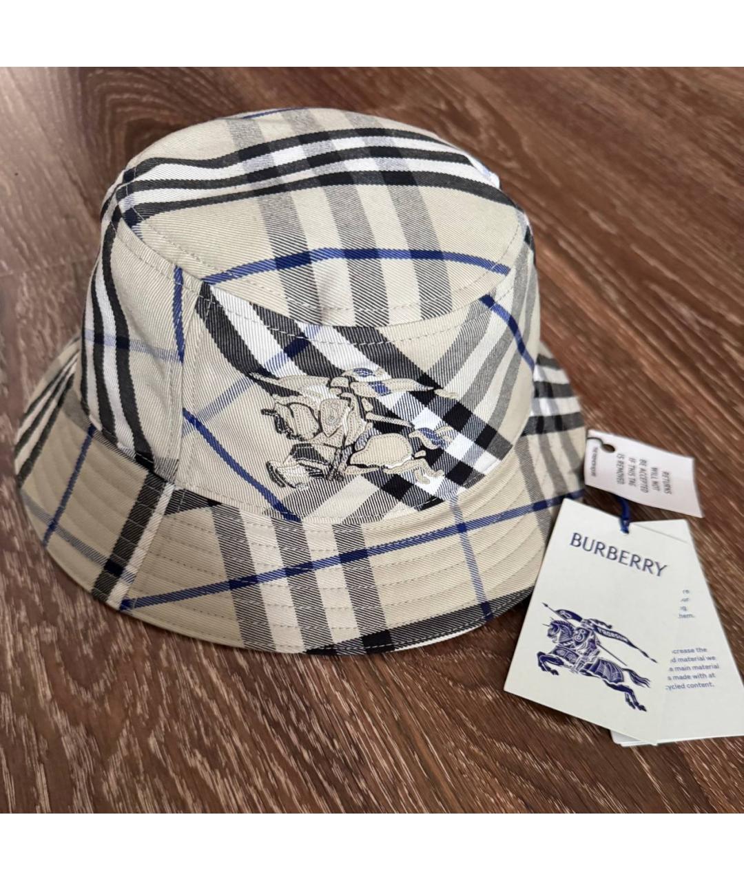 BURBERRY Бежевая хлопковая шапка, фото 4