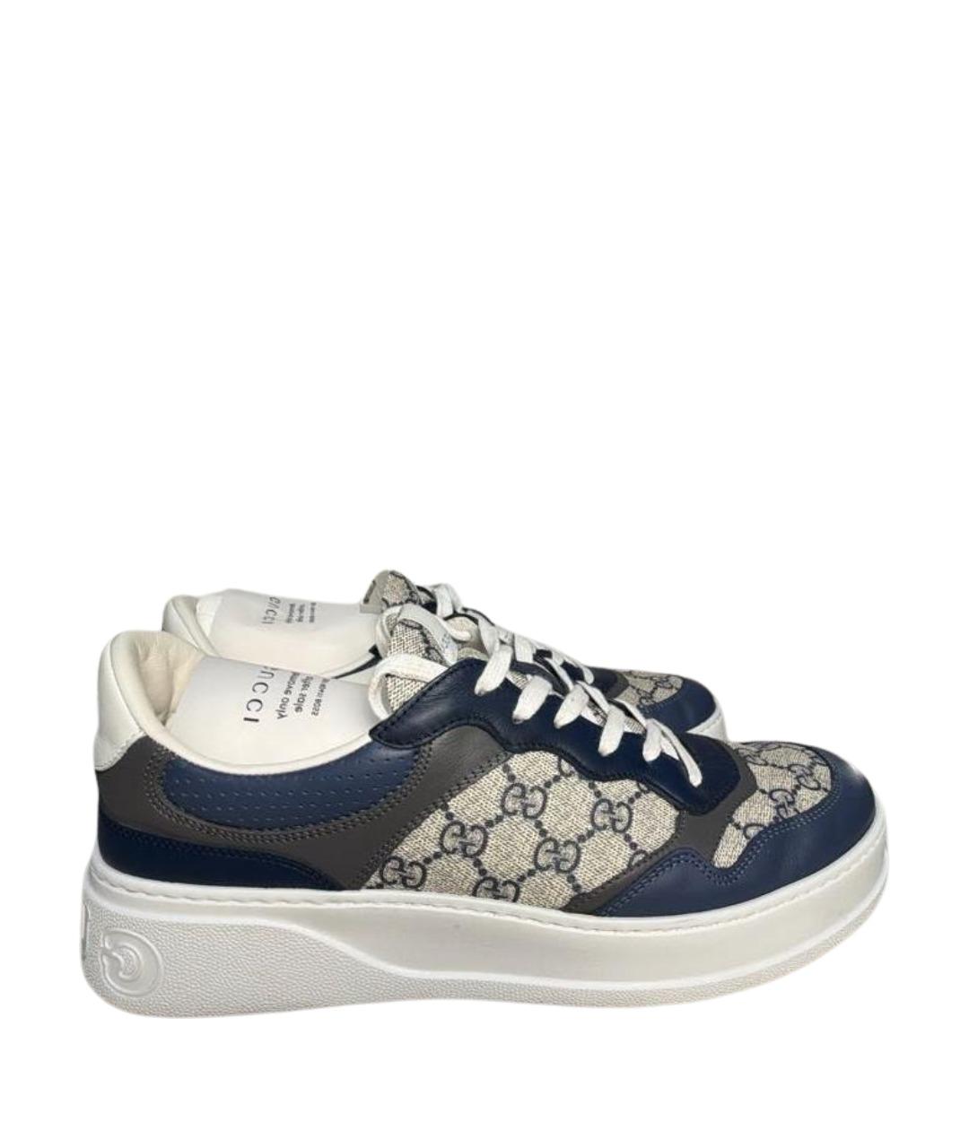 GUCCI Темно-синие кожаные низкие кроссовки / кеды, фото 1