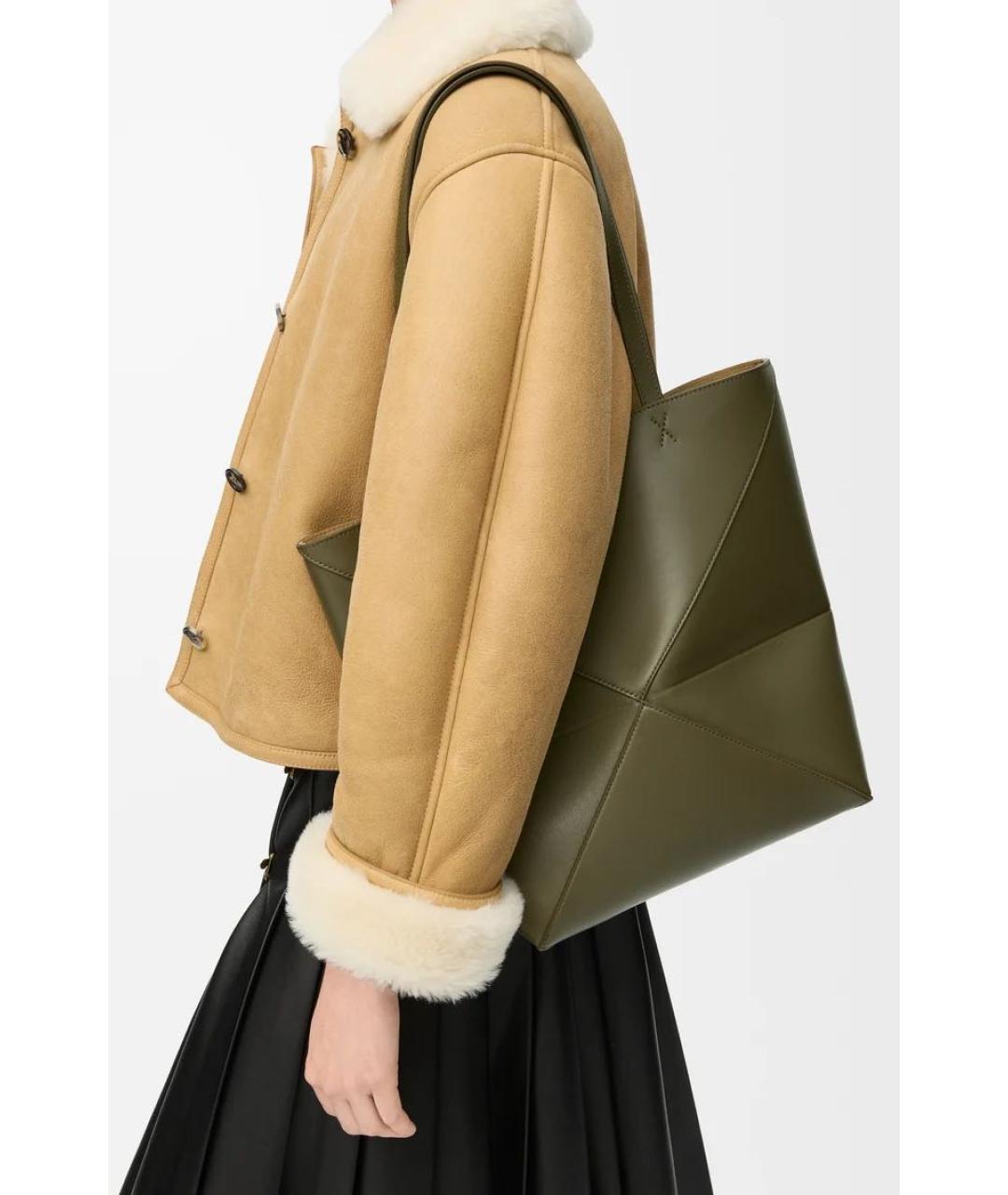 LOEWE Хаки кожаная сумка через плечо, фото 2