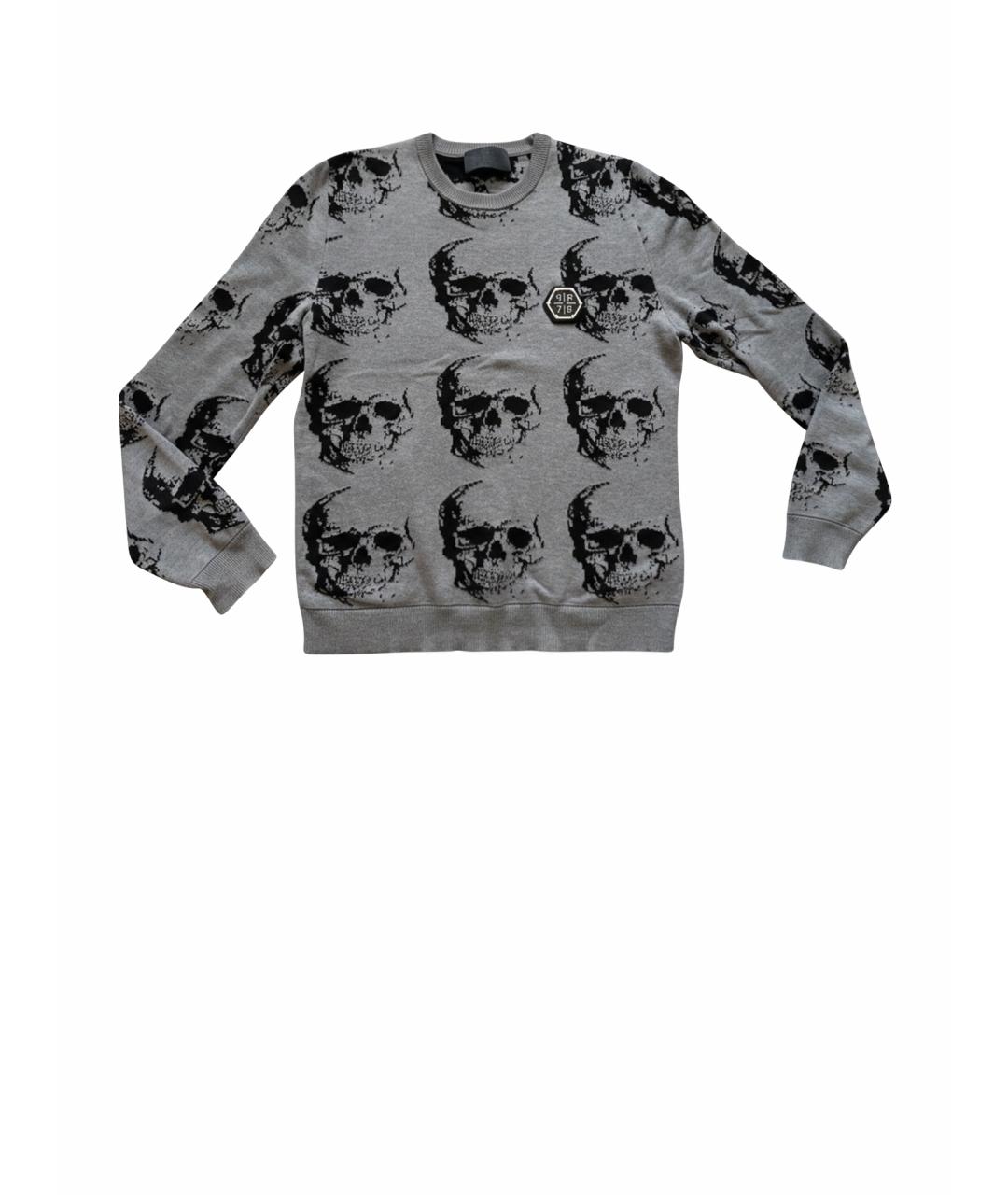 PHILIPP PLEIN Антрацитовый хлопковый джемпер / свитер, фото 1