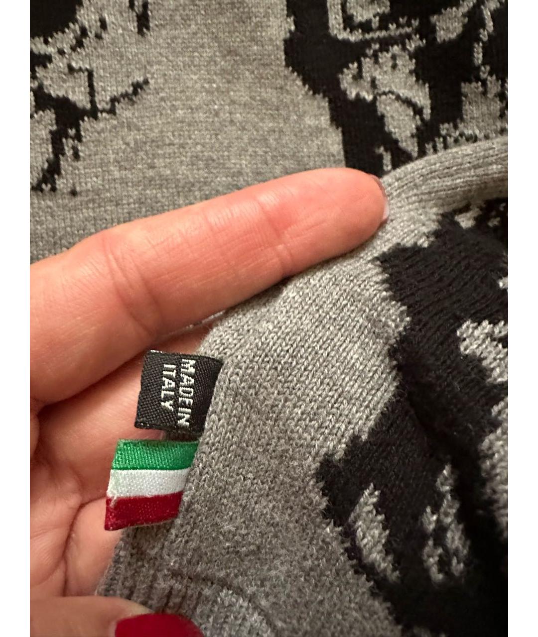 PHILIPP PLEIN Антрацитовый хлопковый джемпер / свитер, фото 5