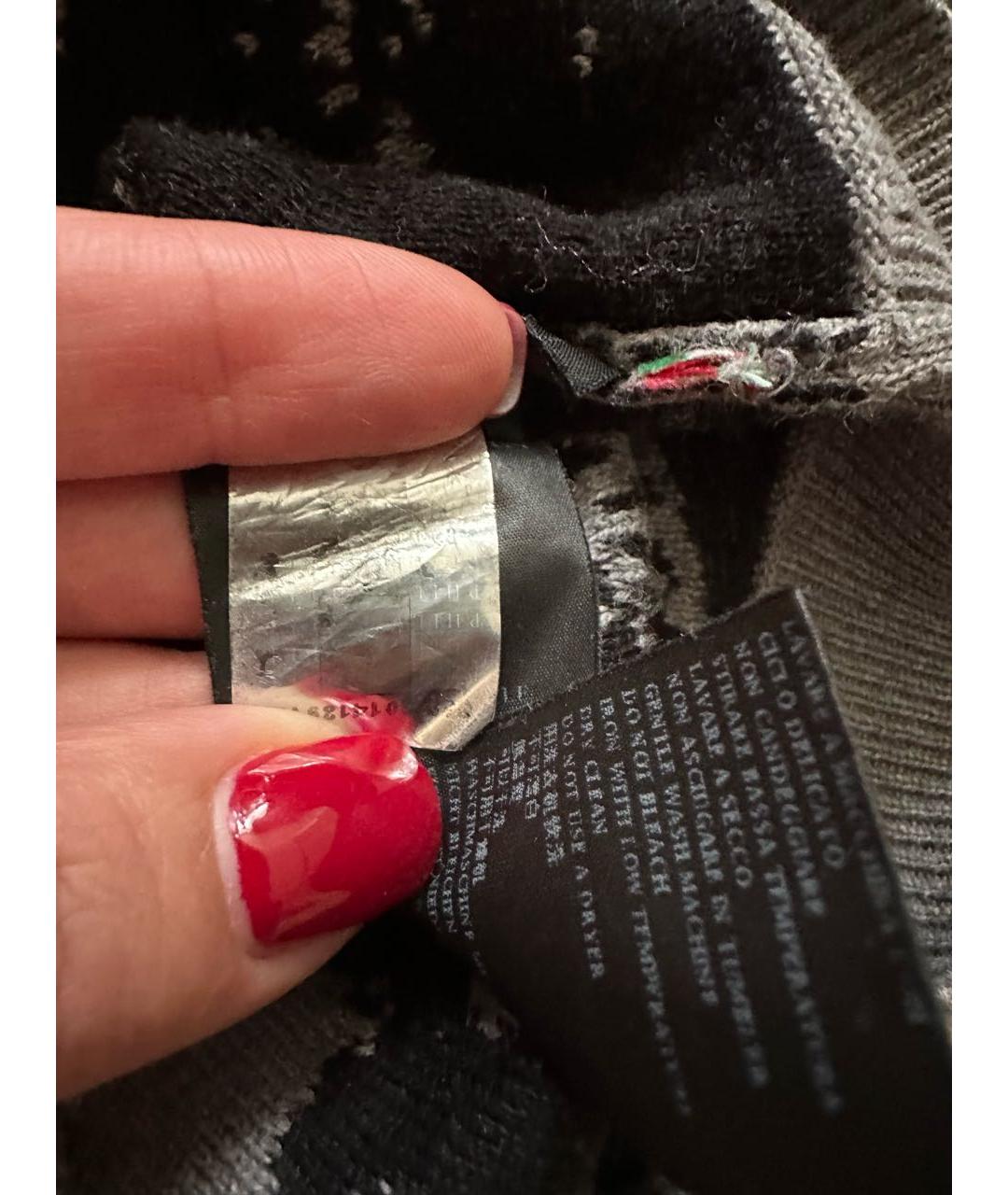 PHILIPP PLEIN Антрацитовый хлопковый джемпер / свитер, фото 3