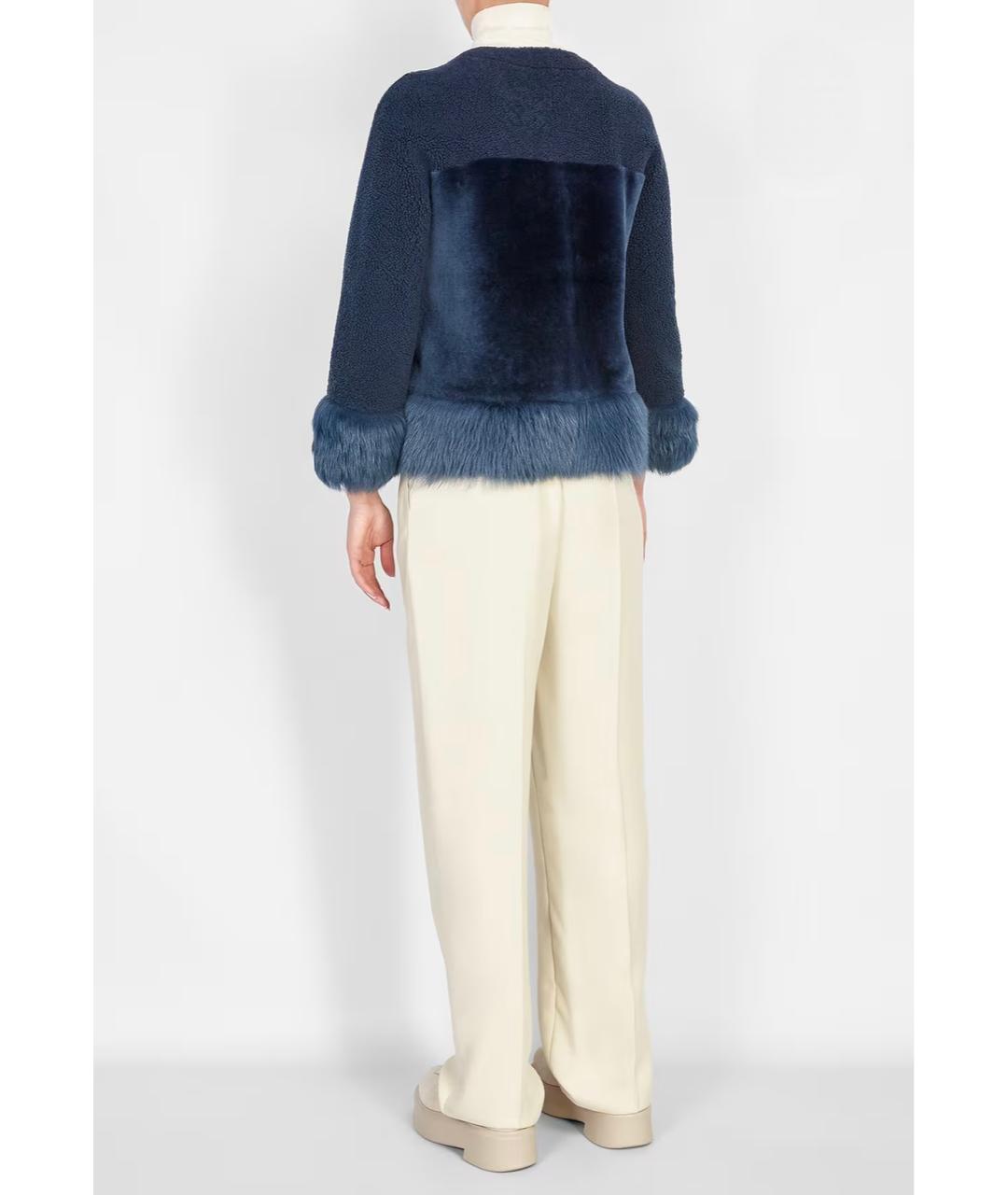 LORO PIANA Темно-синяя меховая дубленка, фото 3