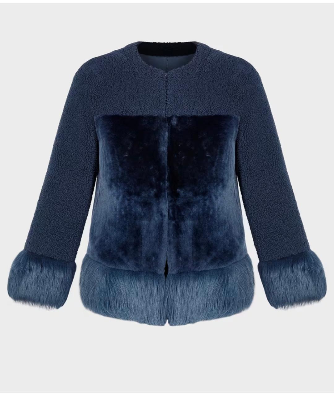 LORO PIANA Темно-синяя меховая дубленка, фото 7