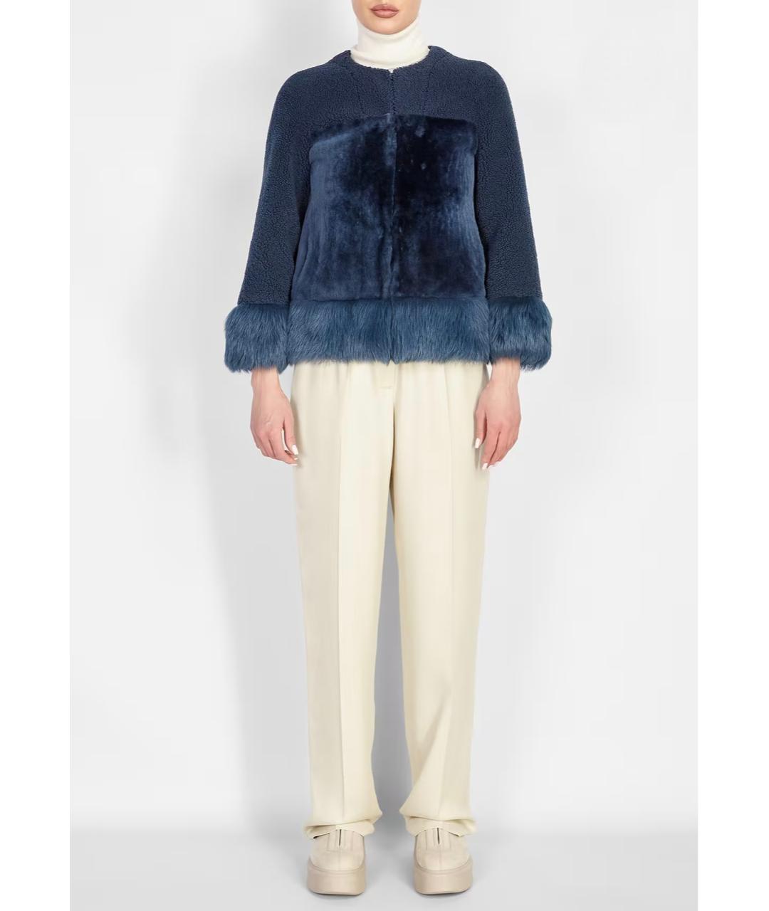 LORO PIANA Темно-синяя меховая дубленка, фото 2