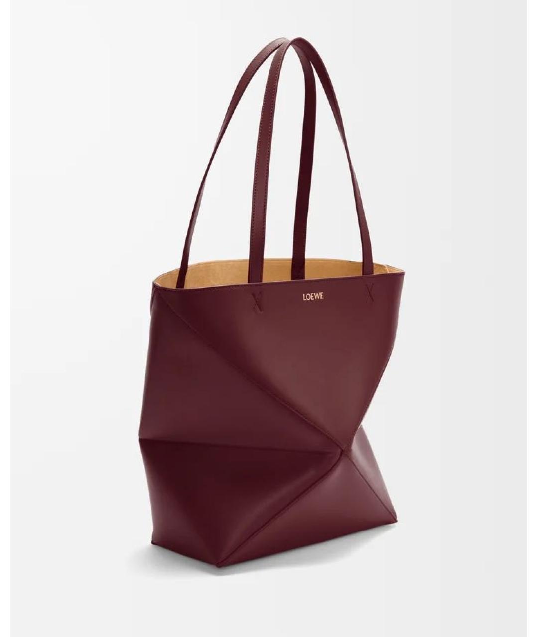 LOEWE Бордовая кожаная сумка через плечо, фото 4