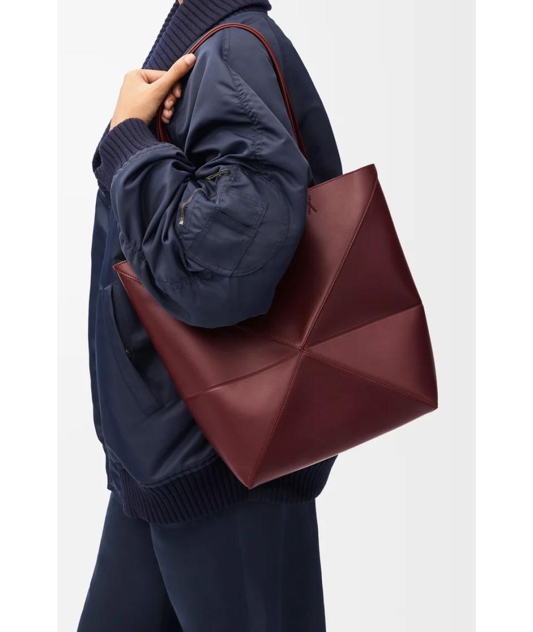 LOEWE Бордовая кожаная сумка через плечо, фото 3