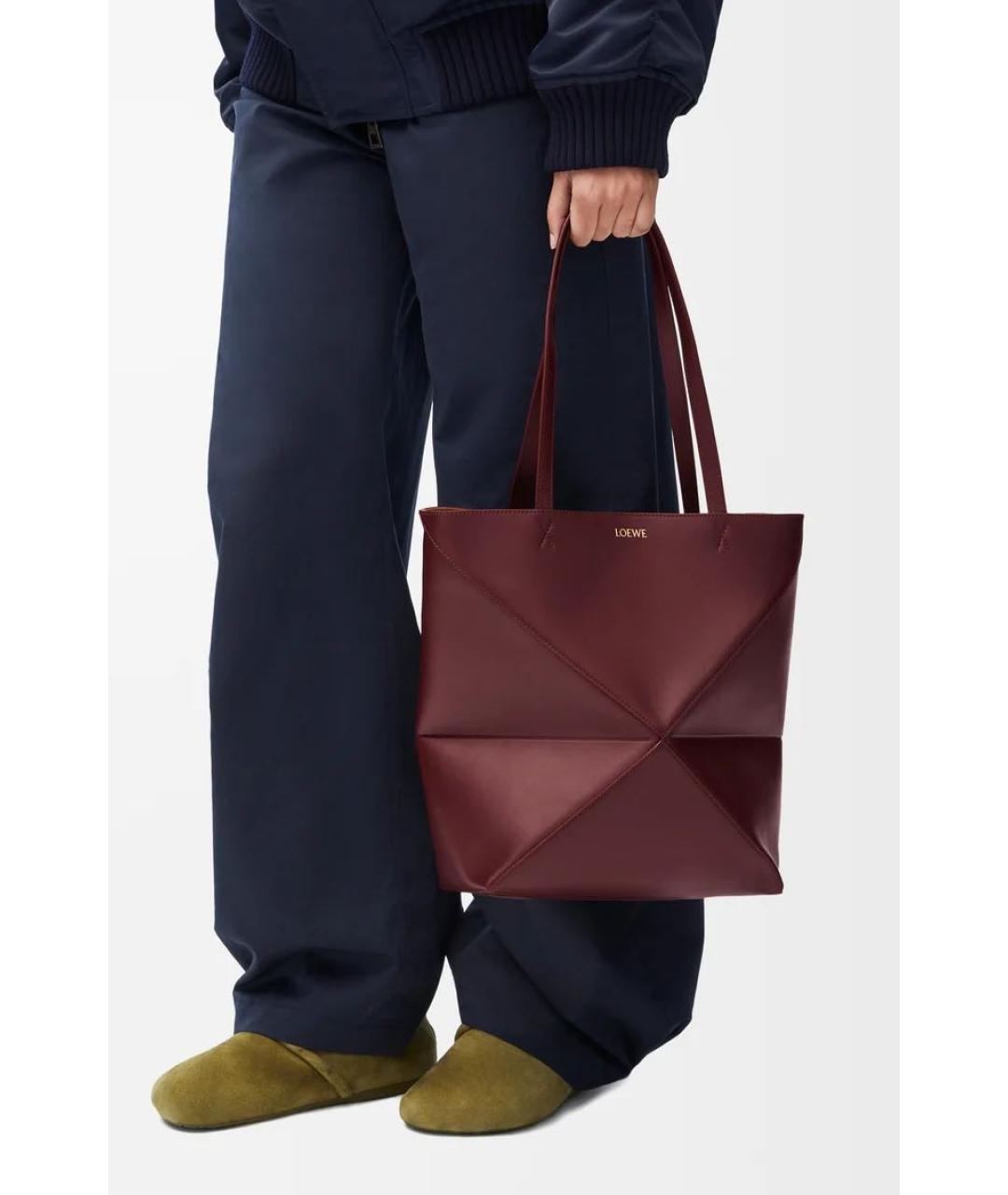 LOEWE Бордовая кожаная сумка через плечо, фото 2