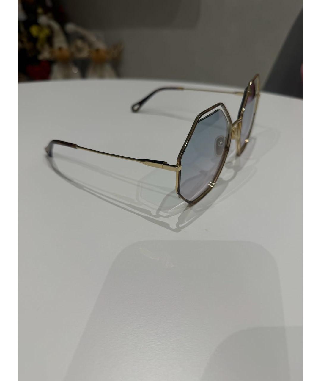 CHLOE Золотые металлические солнцезащитные очки, фото 2