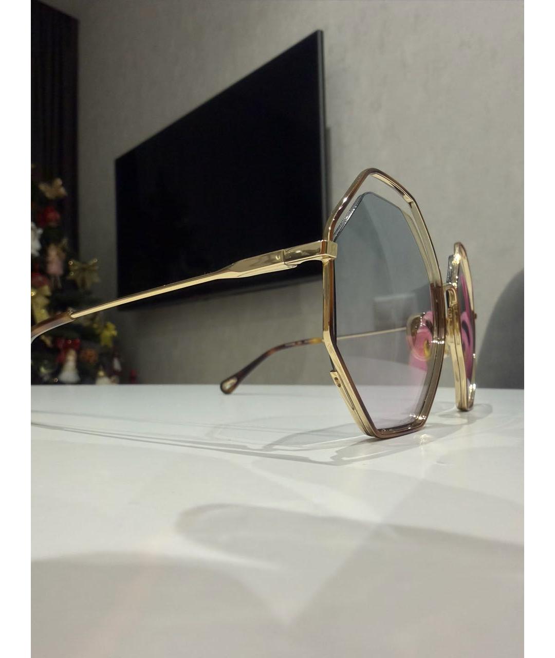 CHLOE Золотые металлические солнцезащитные очки, фото 3
