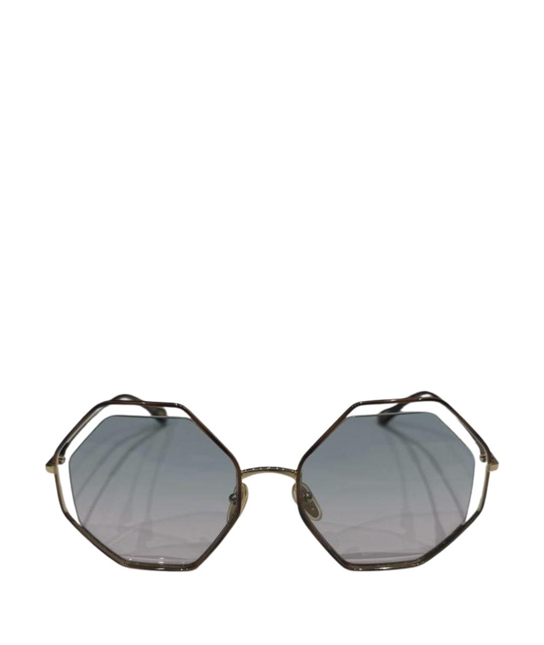 CHLOE Золотые металлические солнцезащитные очки, фото 1