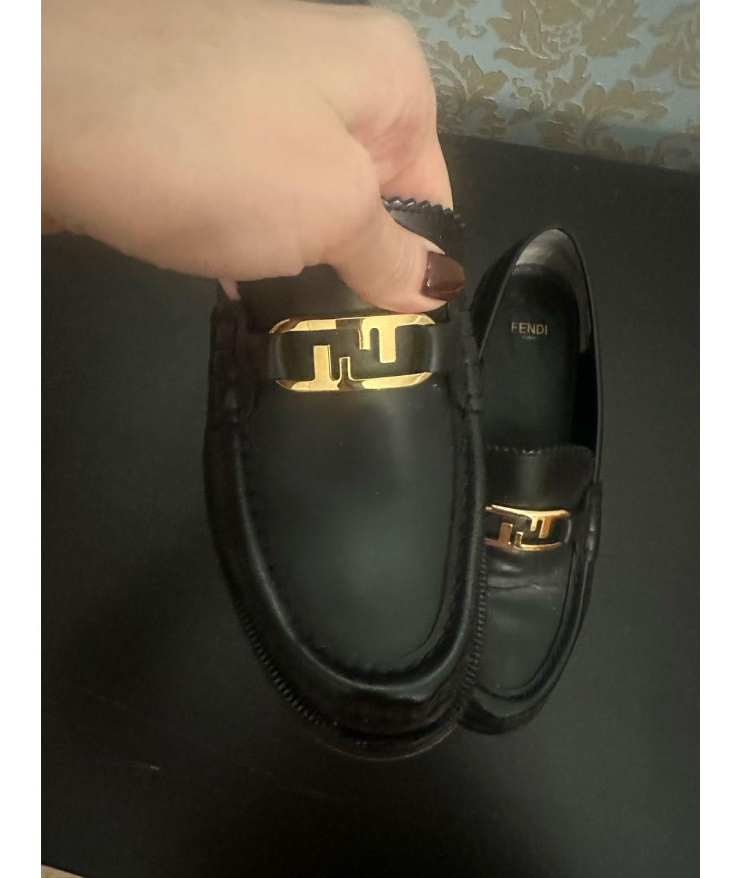 FENDI Черные кожаные лоферы, фото 5
