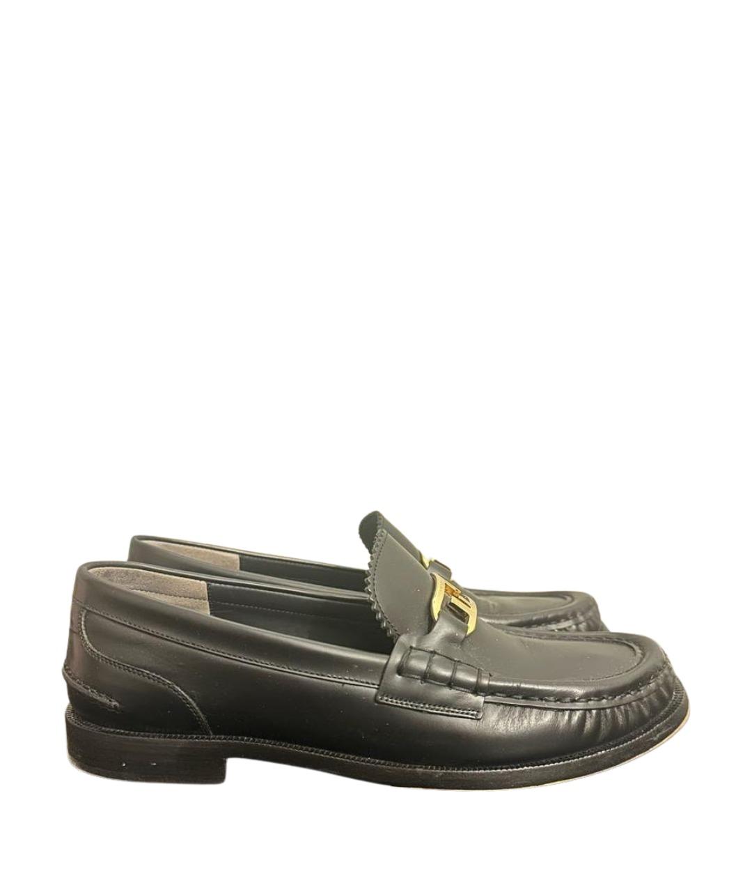 FENDI Черные кожаные лоферы, фото 1