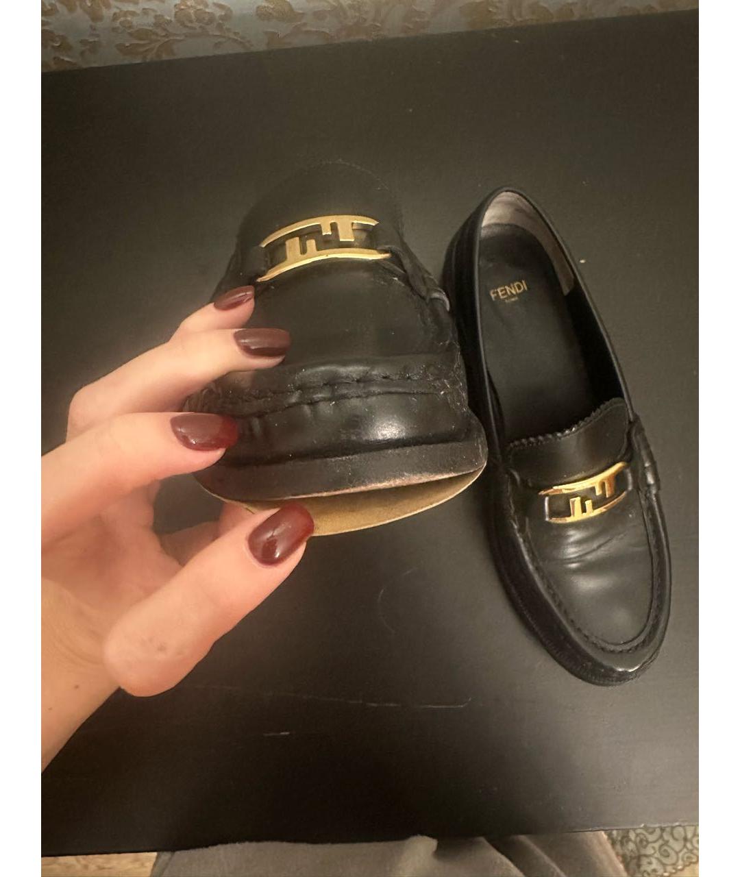 FENDI Черные кожаные лоферы, фото 8