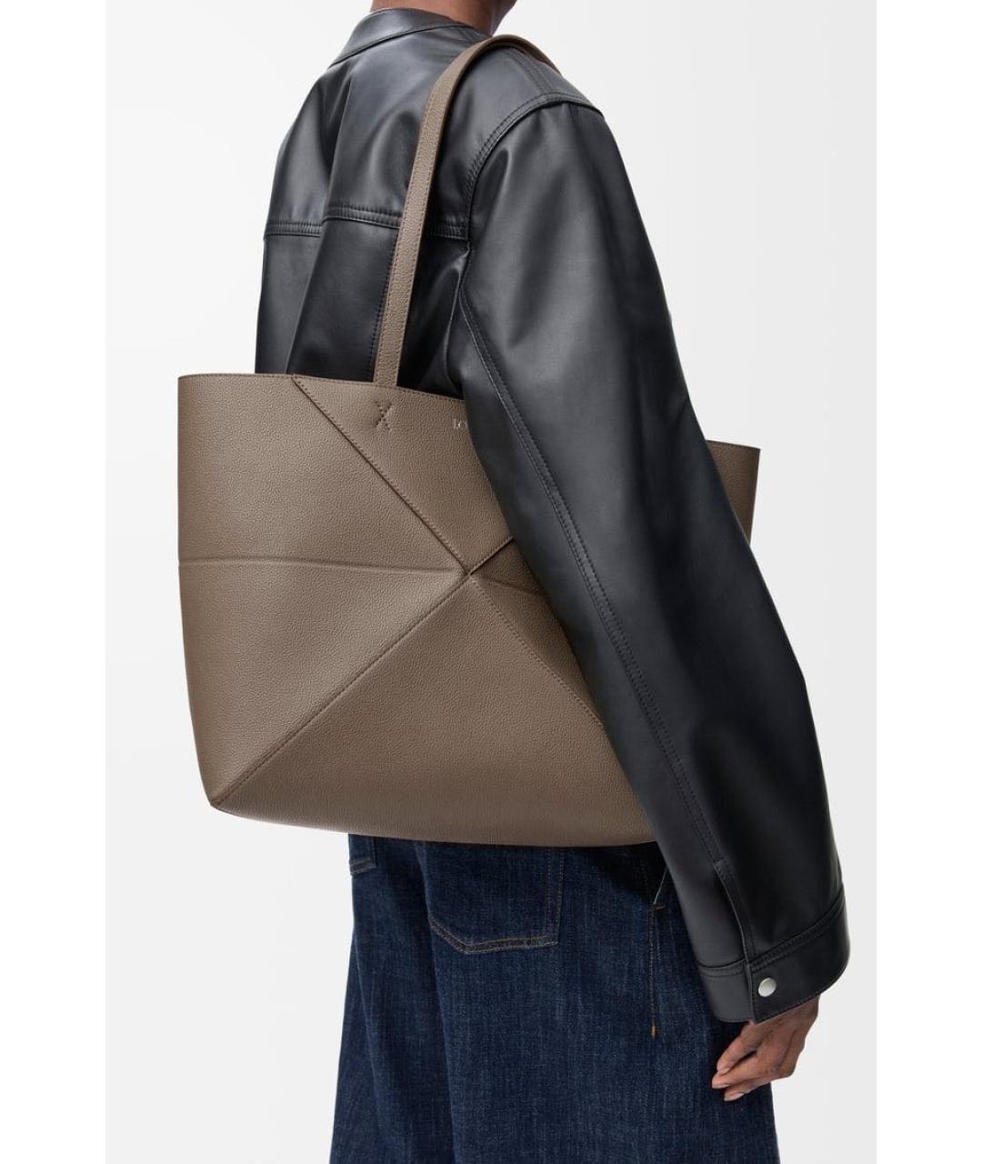 LOEWE Бежевая кожаная сумка через плечо, фото 3