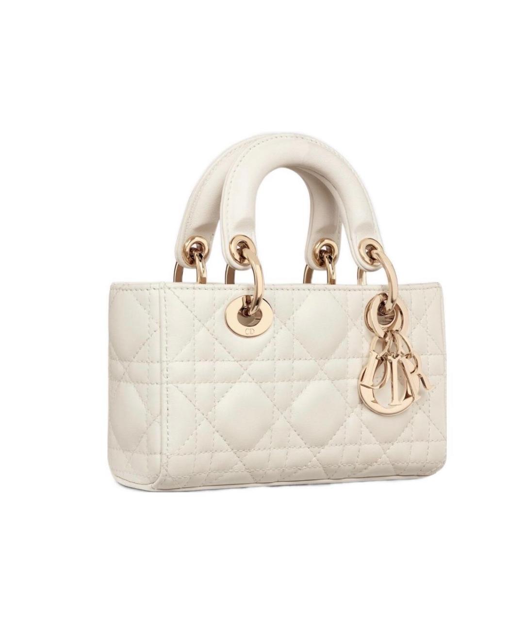 CHRISTIAN DIOR Белая кожаная сумка с короткими ручками, фото 2