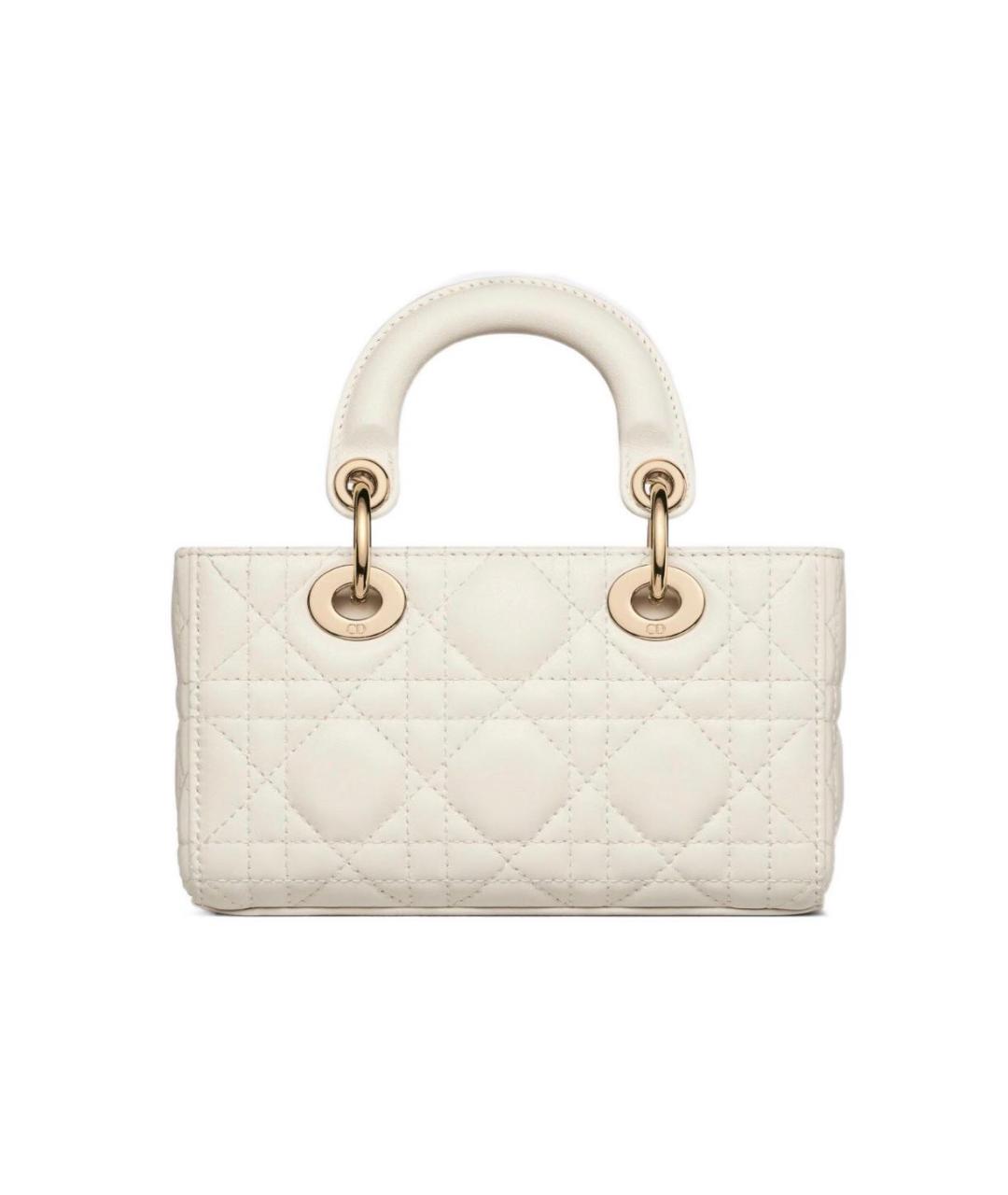 CHRISTIAN DIOR Белая кожаная сумка с короткими ручками, фото 3