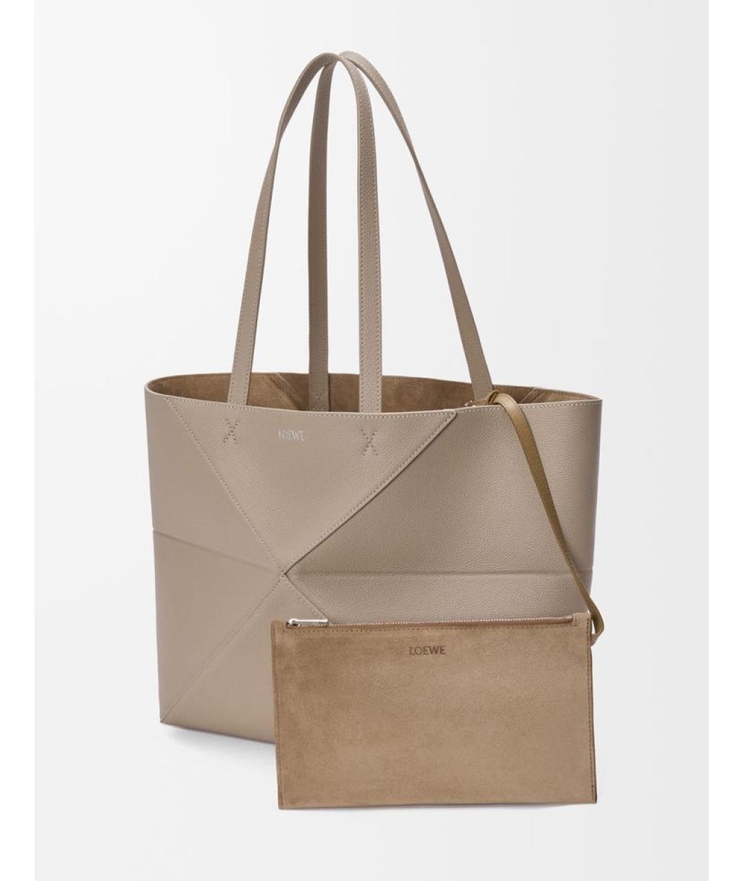 LOEWE Бежевая кожаная сумка через плечо, фото 5
