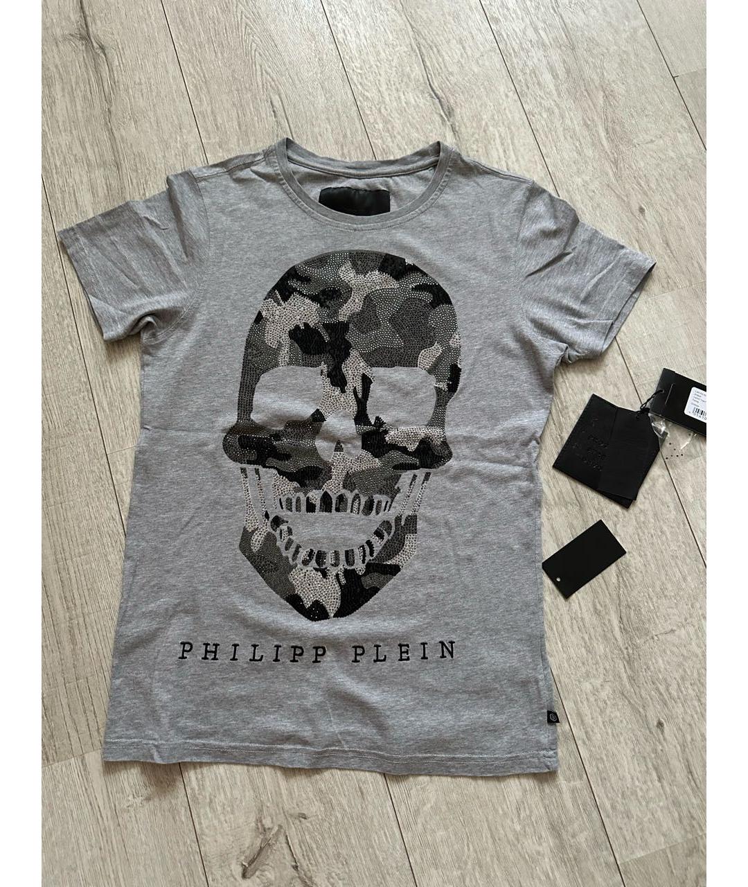 PHILIPP PLEIN Серая хлопковая футболка, фото 6