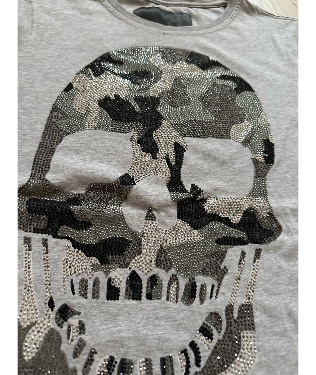 PHILIPP PLEIN Серая хлопковая футболка, фото 3