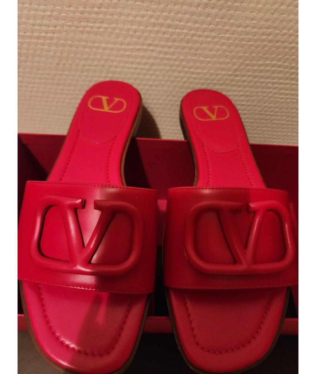 VALENTINO Красные кожаные мюли, фото 2