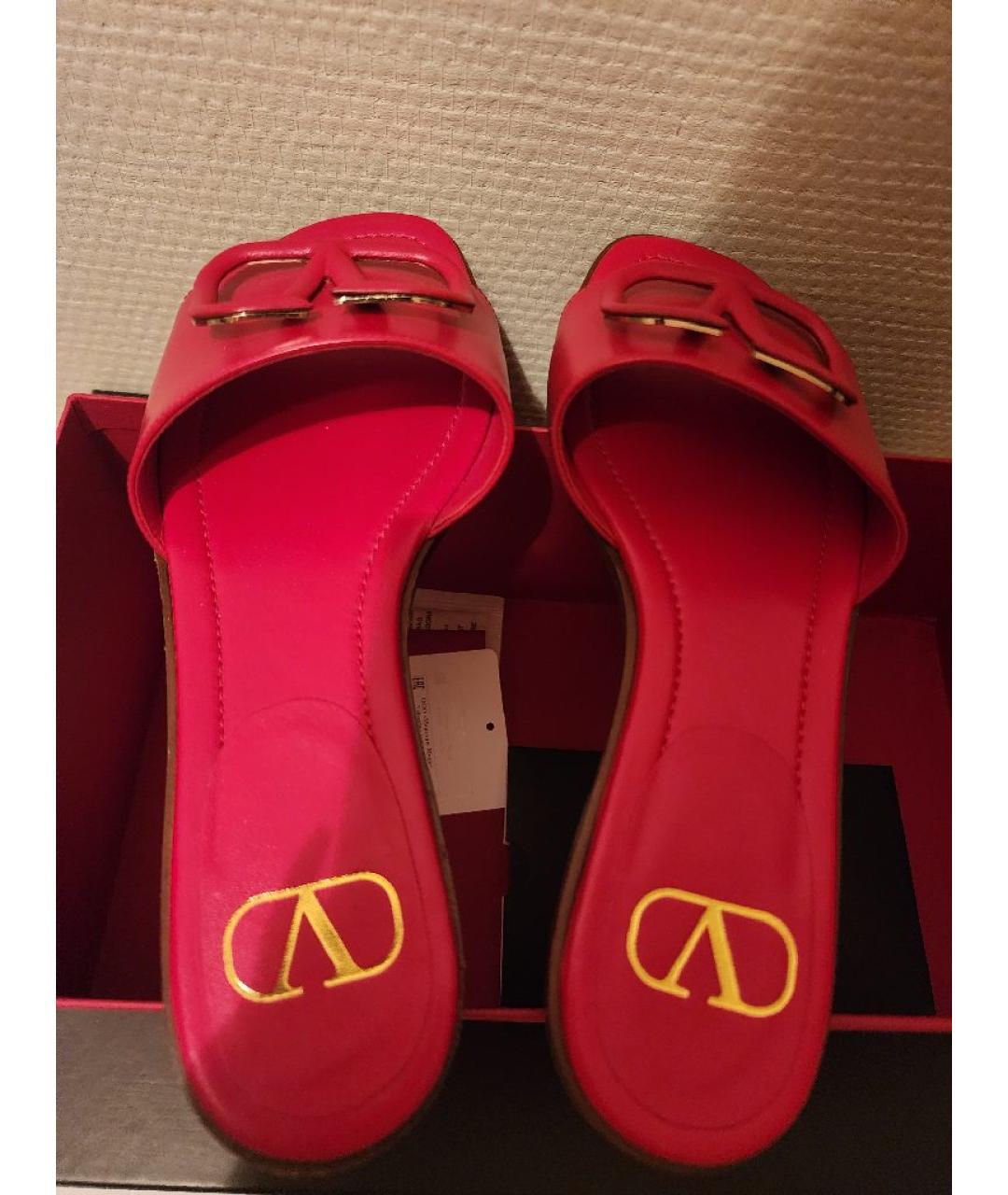 VALENTINO Красные кожаные мюли, фото 4