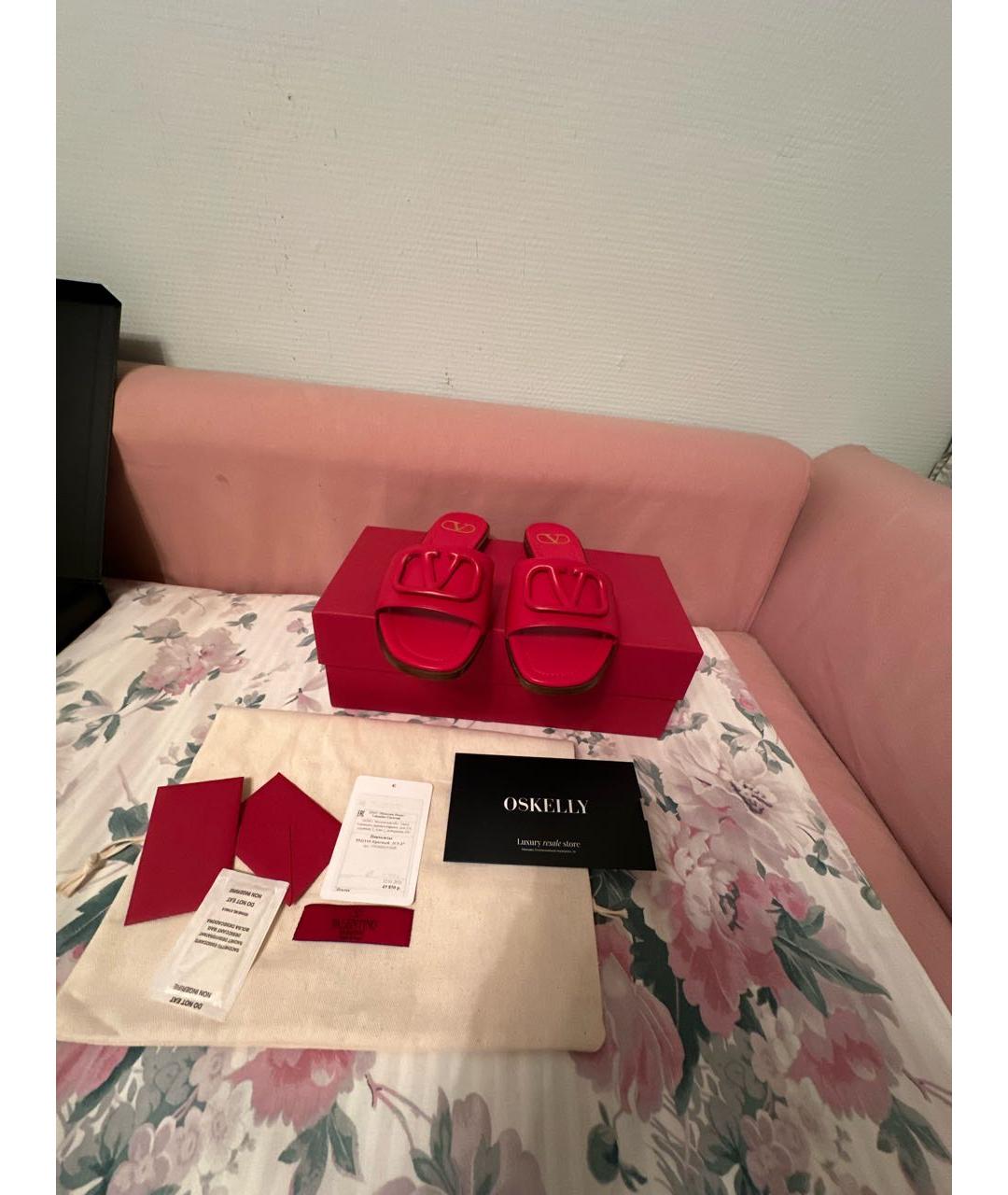 VALENTINO Красные кожаные мюли, фото 2