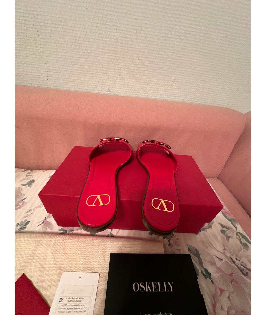 VALENTINO Красные кожаные мюли, фото 3