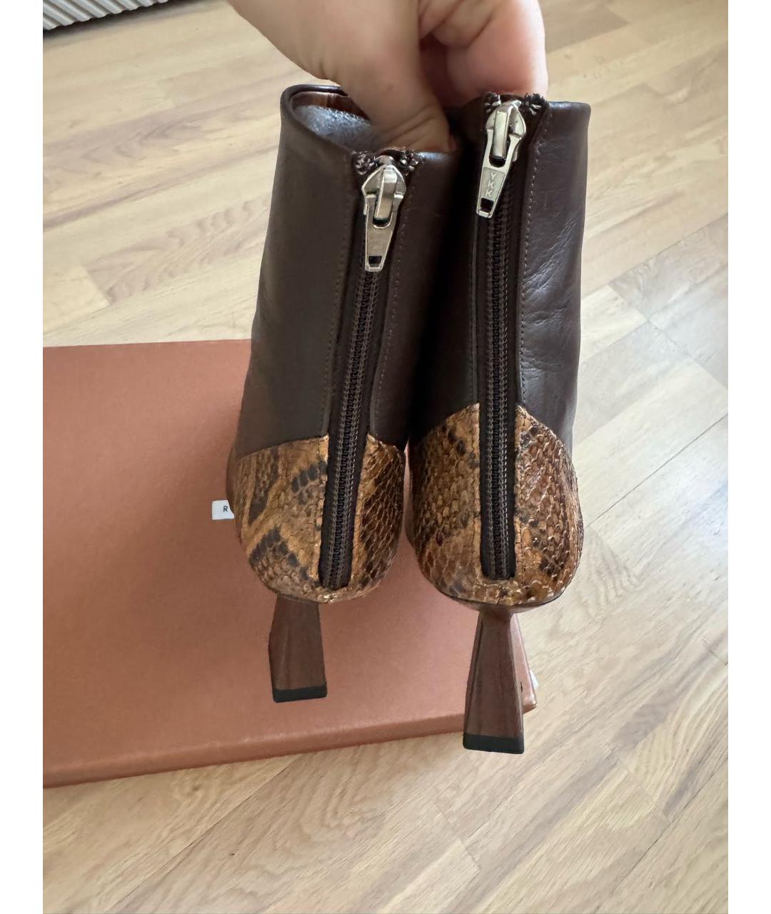 REJINA PYO Коричневые кожаные ботильоны, фото 4