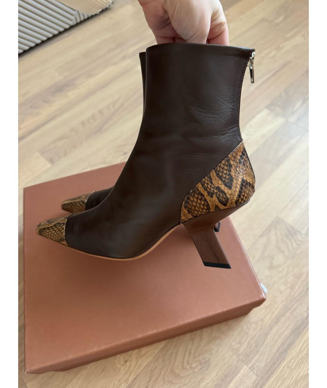 REJINA PYO Коричневые кожаные ботильоны, фото 6
