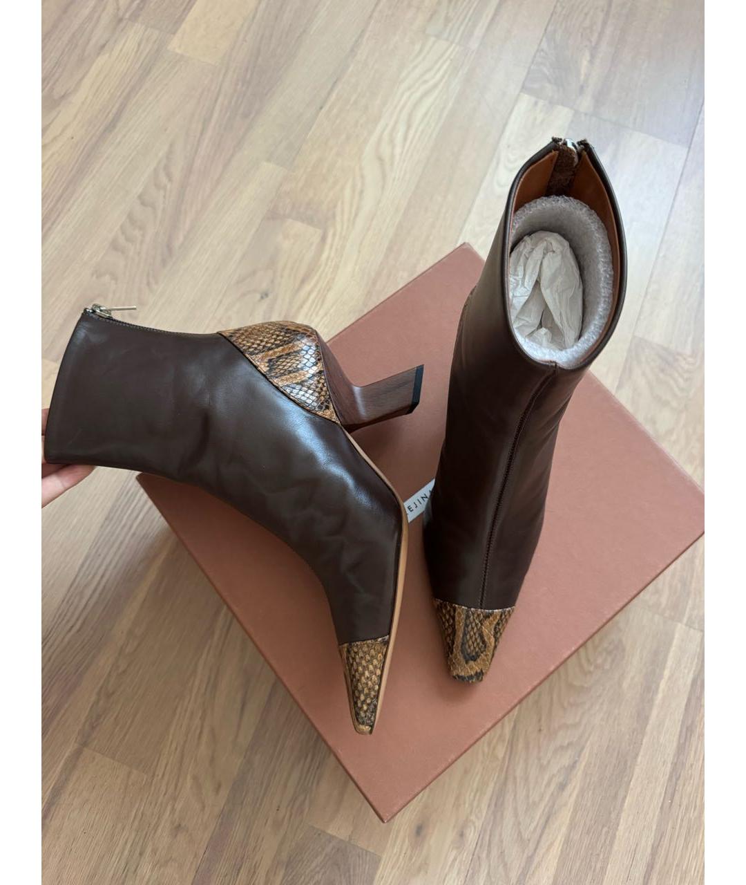 REJINA PYO Коричневые кожаные ботильоны, фото 3