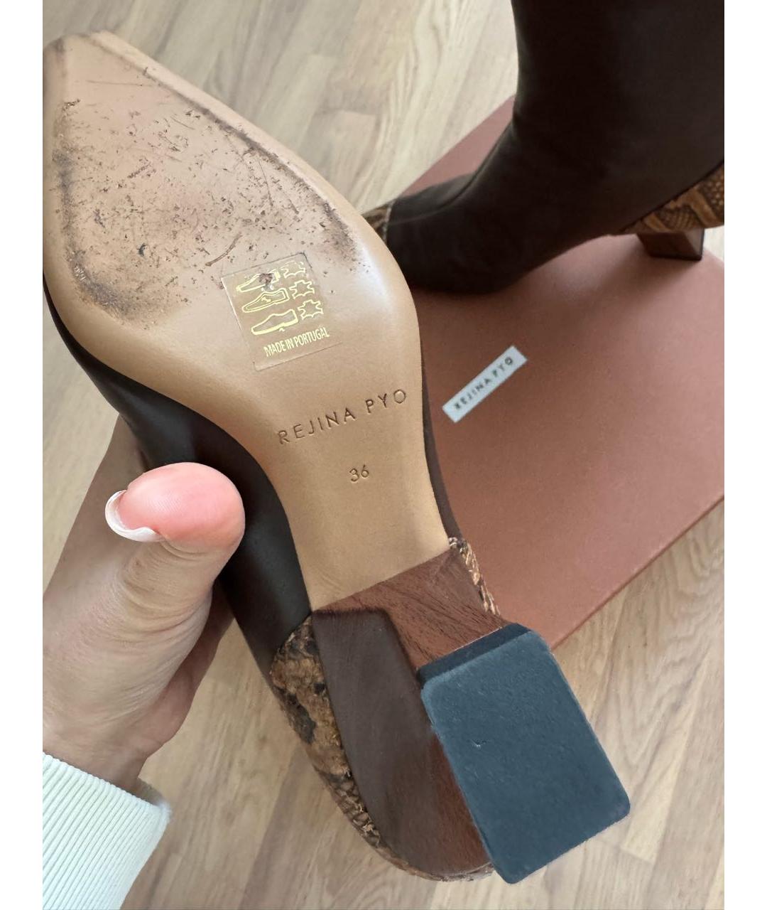 REJINA PYO Коричневые кожаные ботильоны, фото 5