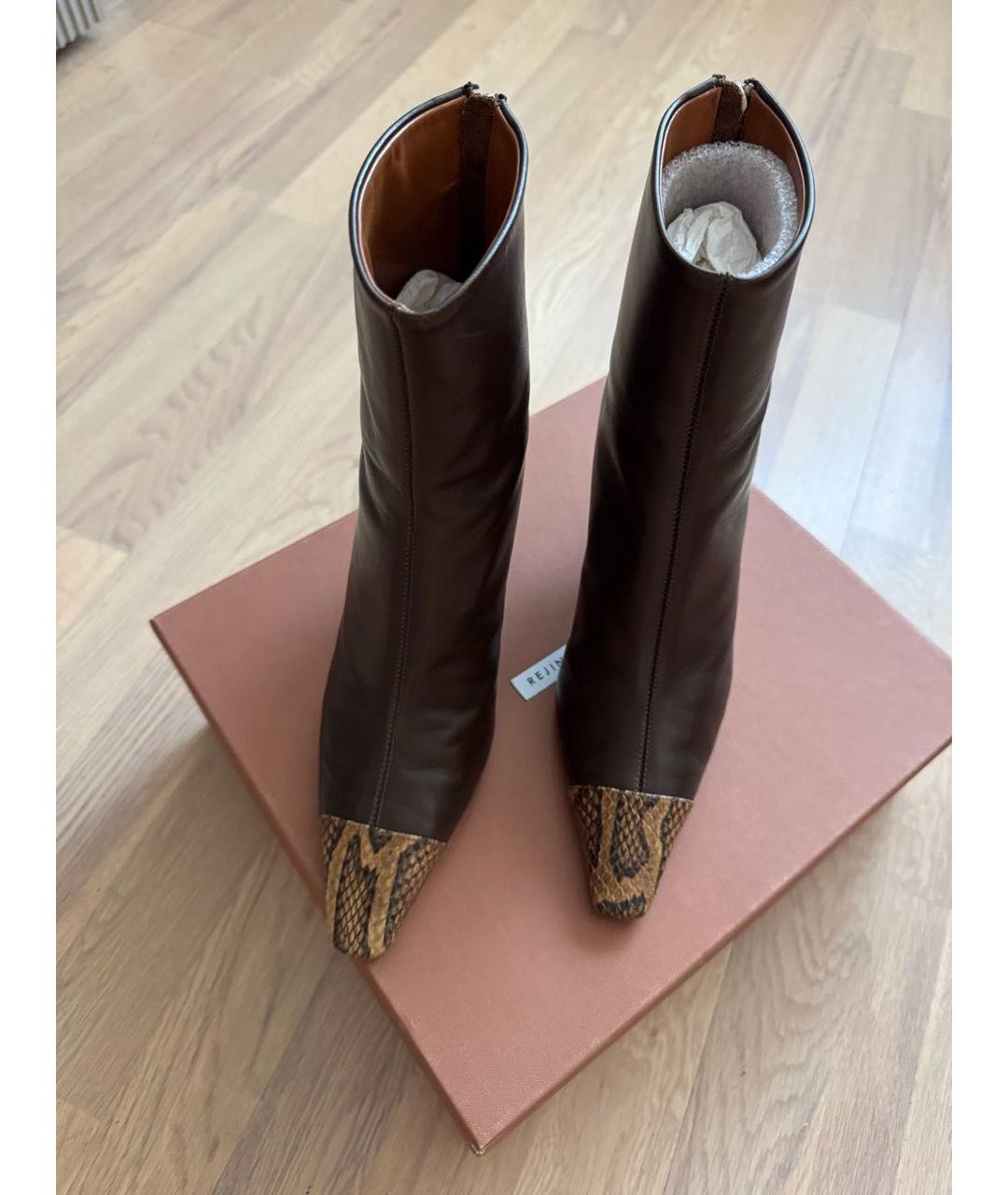 REJINA PYO Коричневые кожаные ботильоны, фото 2