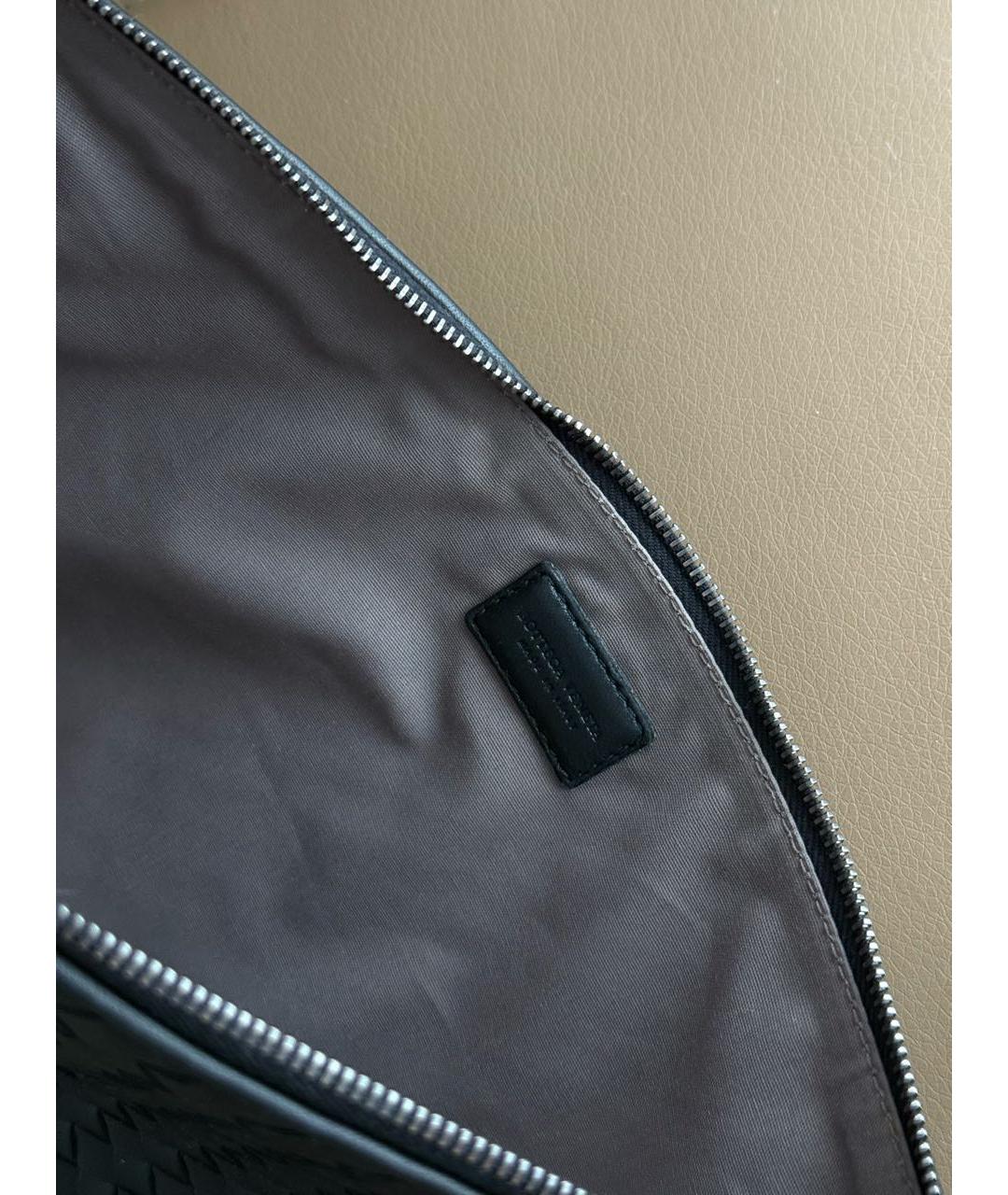 BOTTEGA VENETA Черная кожаная барсетка, фото 4