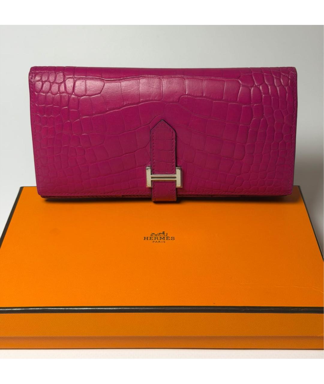 HERMES Фуксия кошелек из экзотической кожи, фото 5