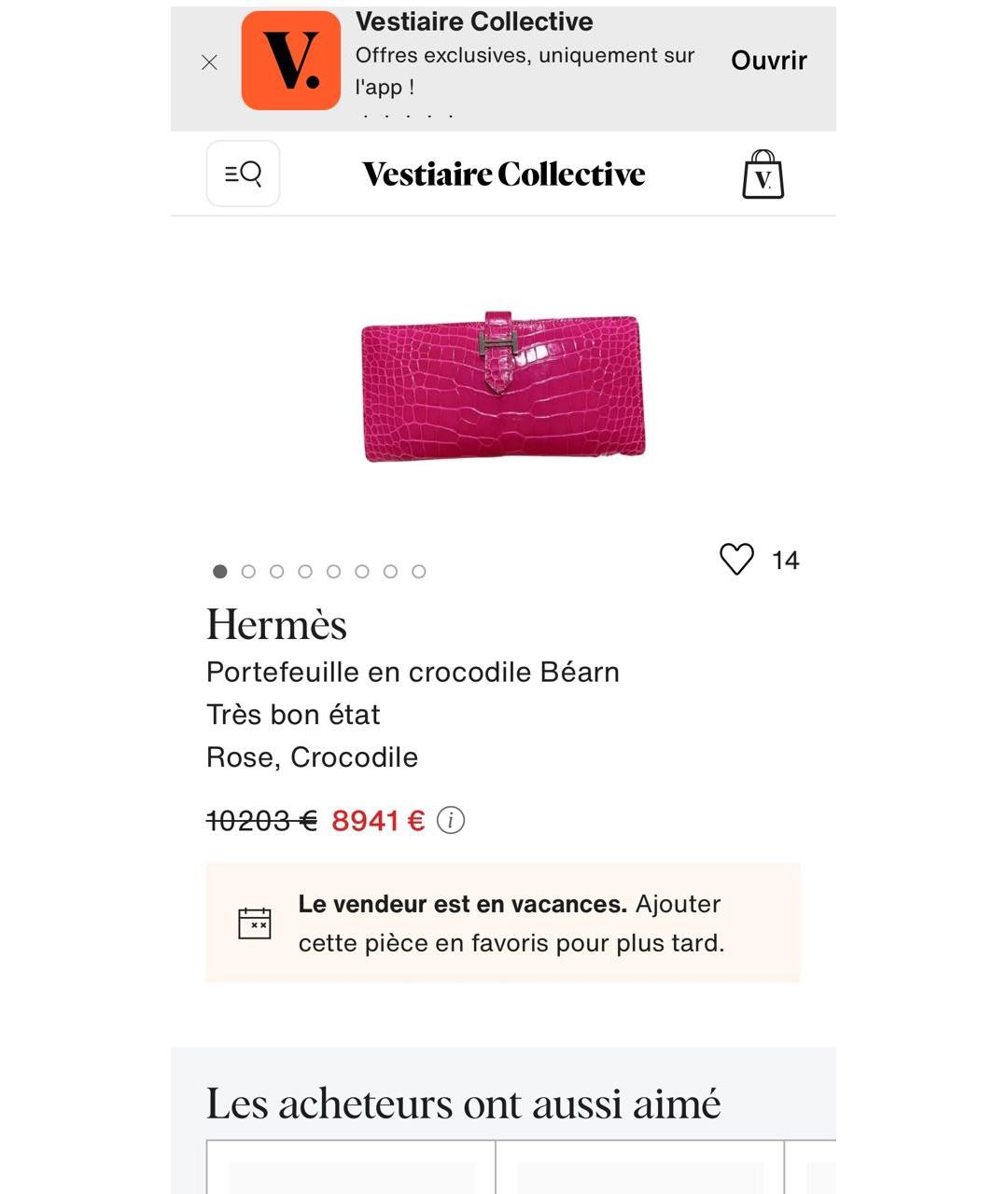 HERMES Фуксия кошелек из экзотической кожи, фото 8