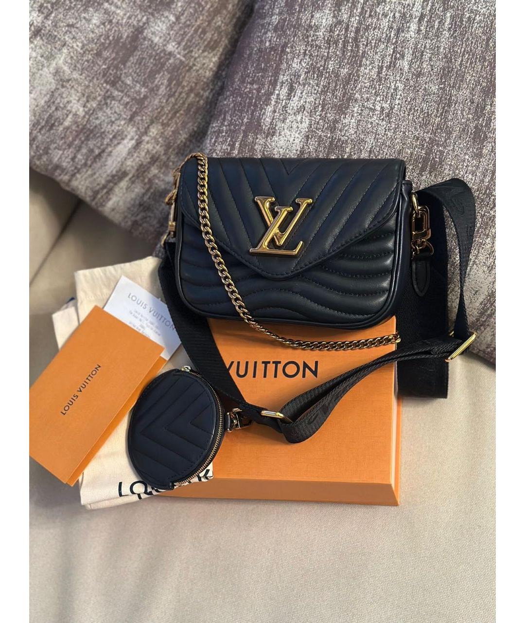 LOUIS VUITTON Черная кожаная сумка через плечо, фото 9