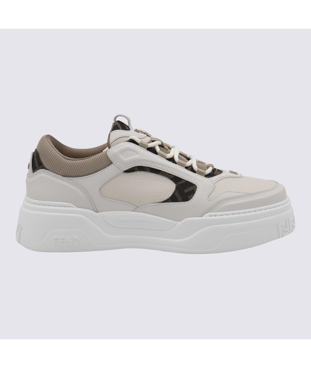 FENDI Белые кожаные низкие кроссовки / кеды, фото 3