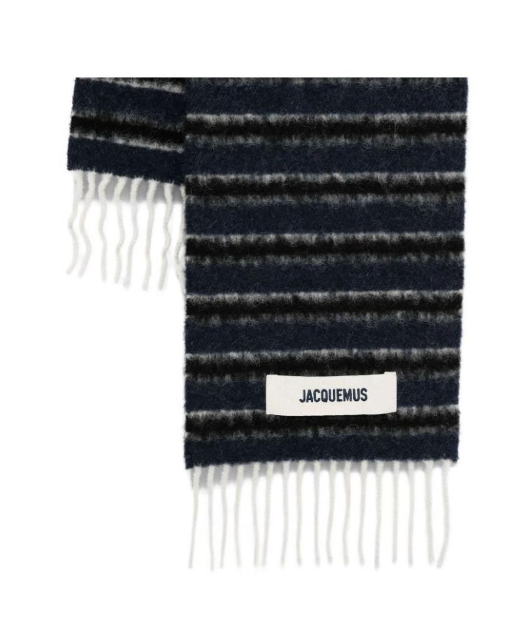 JACQUEMUS Темно-синий шерстяной шарф, фото 3