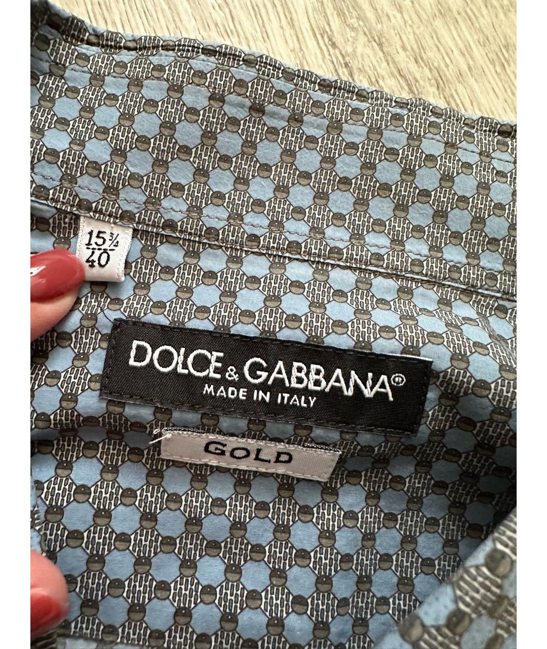 DOLCE&GABBANA Синяя хлопковая классическая рубашка, фото 2