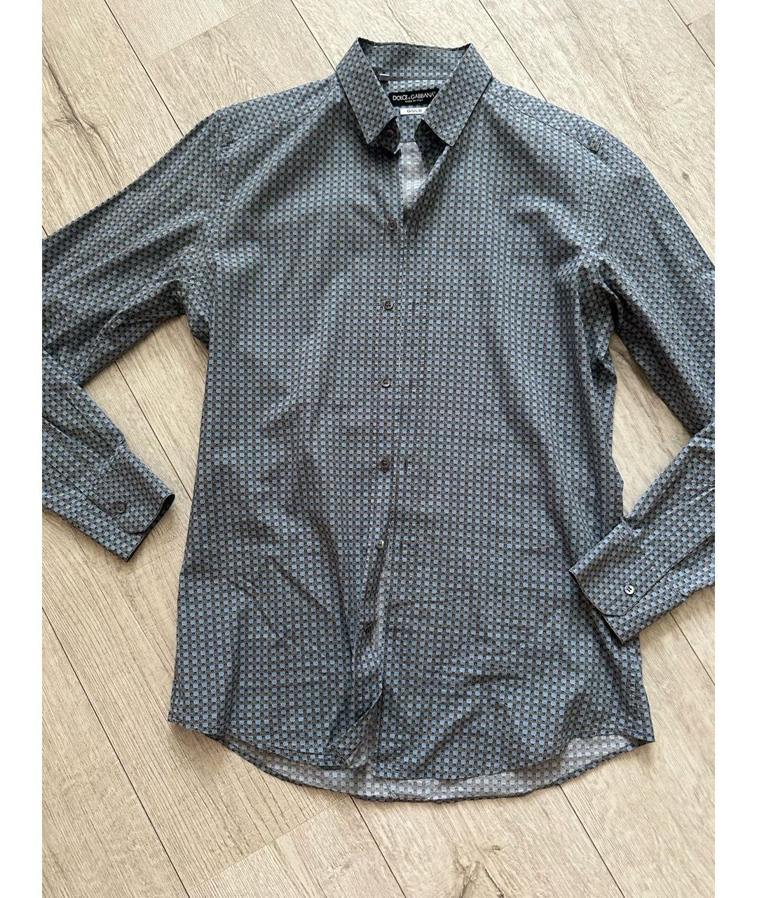 DOLCE&GABBANA Синяя хлопковая классическая рубашка, фото 5