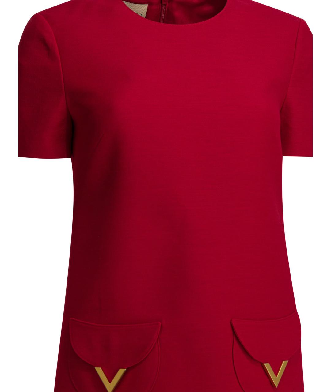 VALENTINO Красное шерстяное повседневное платье, фото 3