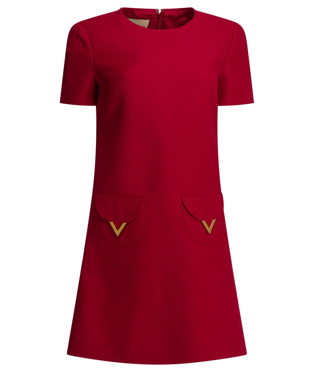 VALENTINO Красное шерстяное повседневное платье, фото 1