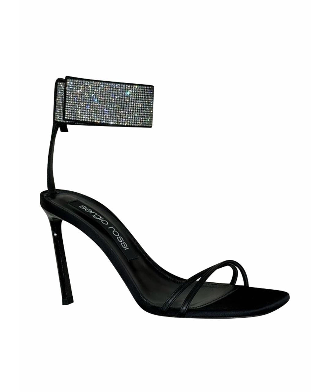 SERGIO ROSSI Черные кожаные босоножки, фото 1